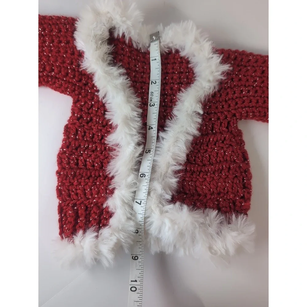 Baby Holiday Sweaters Crochet Handmade Red & White Set Of Three Vintage Matching